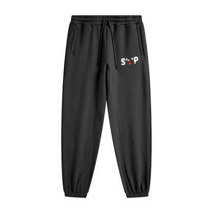 345GSM Unisex Fleece-Lined Clean Solid Drawstring Jogger Sweatpants Dark Grey
