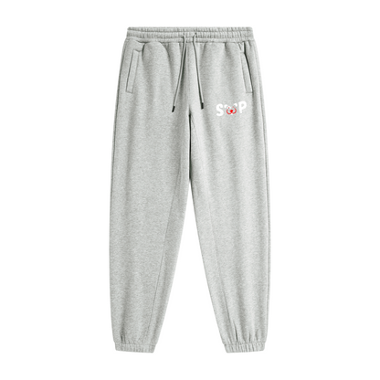 345GSM Unisex Fleece-Lined Clean Solid Drawstring Jogger Sweatpants Marled Grey