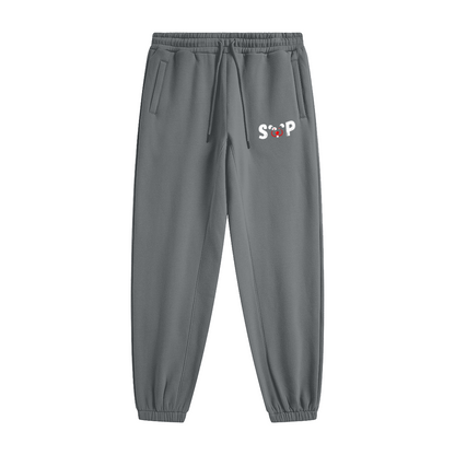 345GSM Unisex Fleece-Lined Clean Solid Drawstring Jogger Sweatpants Medium Grey
