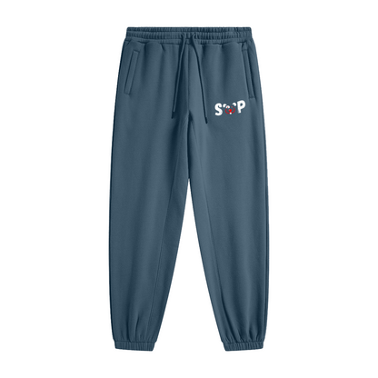 345GSM Unisex Fleece-Lined Clean Solid Drawstring Jogger Sweatpants Misty Blue