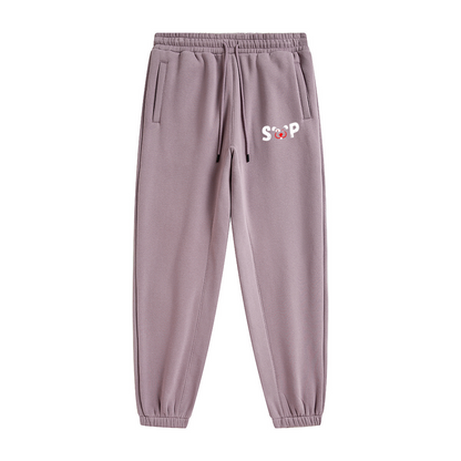 345GSM Unisex Fleece-Lined Clean Solid Drawstring Jogger Sweatpants Smoky Purple