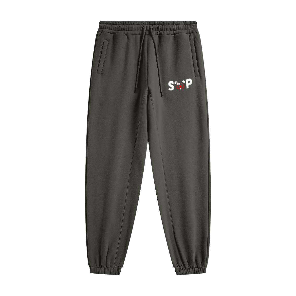 345GSM Unisex Fleece-Lined Clean Solid Drawstring Jogger Sweatpants Taupe