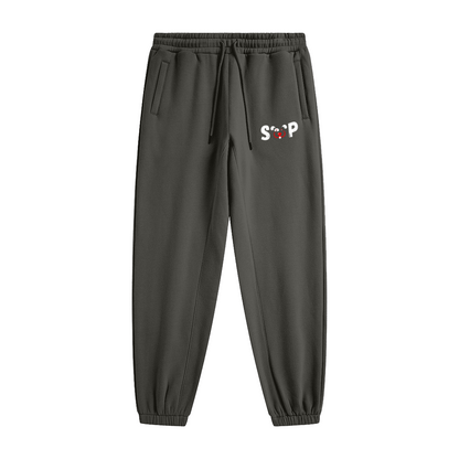 345GSM Unisex Fleece-Lined Clean Solid Drawstring Jogger Sweatpants Taupe
