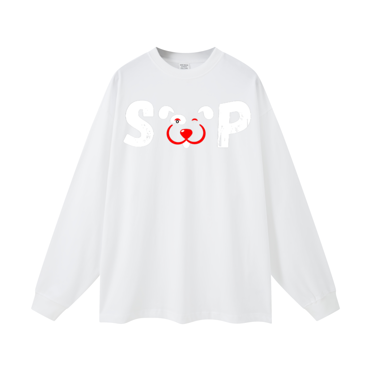 305GSM Unisex Premium Heavyweight Double-Yarn Plain Fabric Earth-Tone Basic Layering Long sleeve White