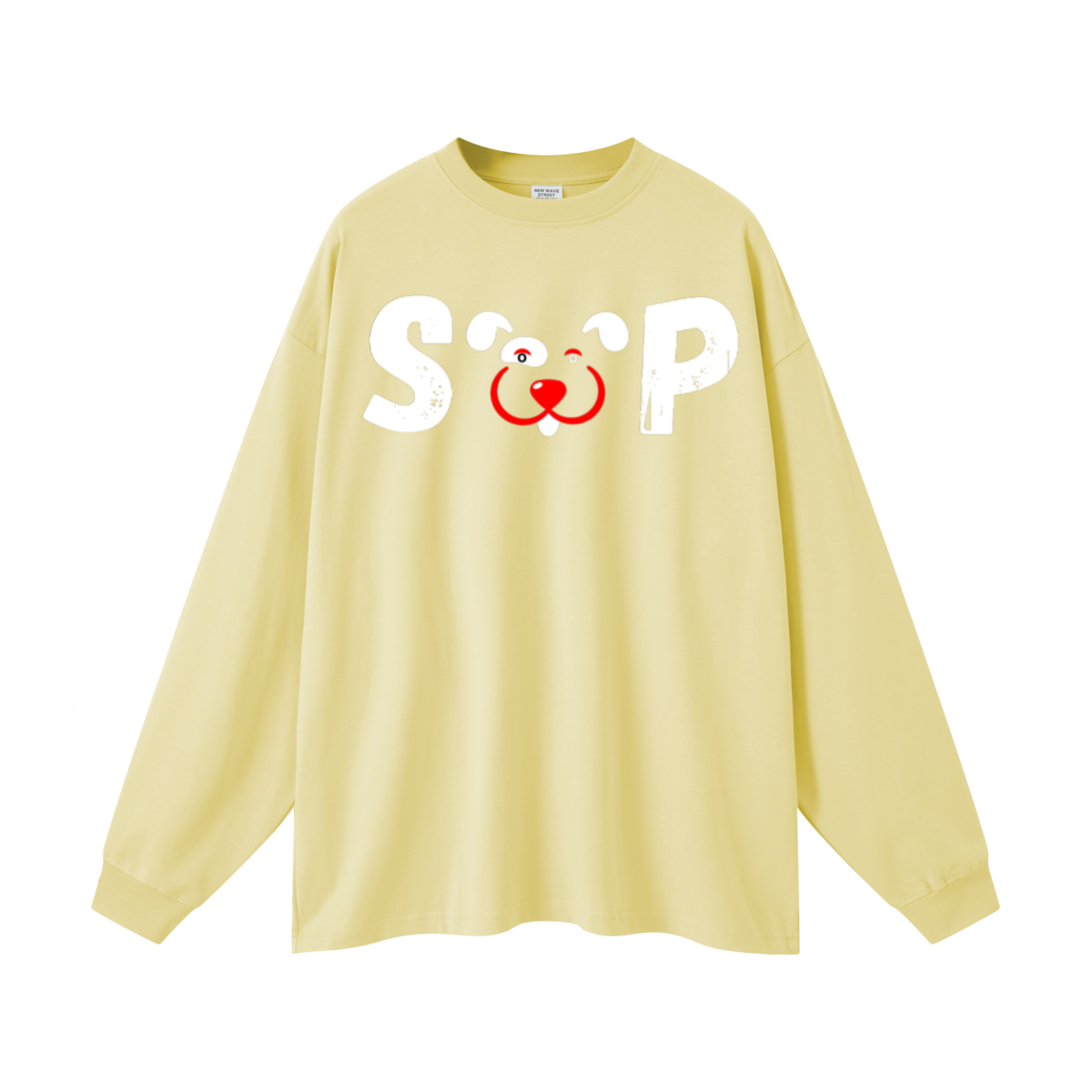 305GSM Unisex Premium Heavyweight Double-Yarn Plain Fabric Earth-Tone Basic Layering Long sleeve Yellow
