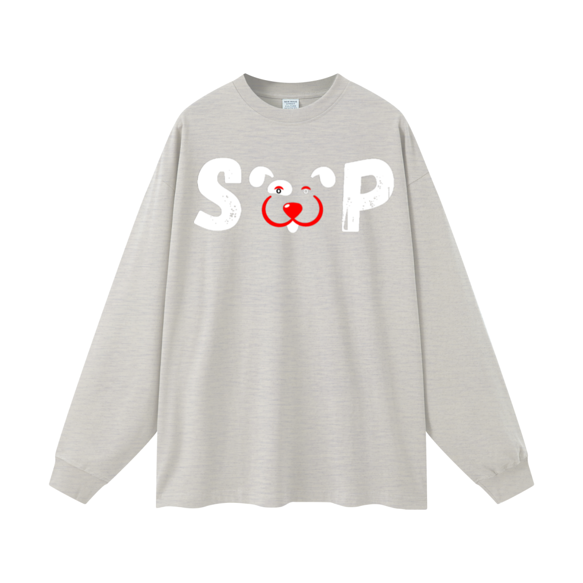305GSM Unisex Premium Heavyweight Double-Yarn Plain Fabric Earth-Tone Basic Layering Long sleeve Oatmeal Grey