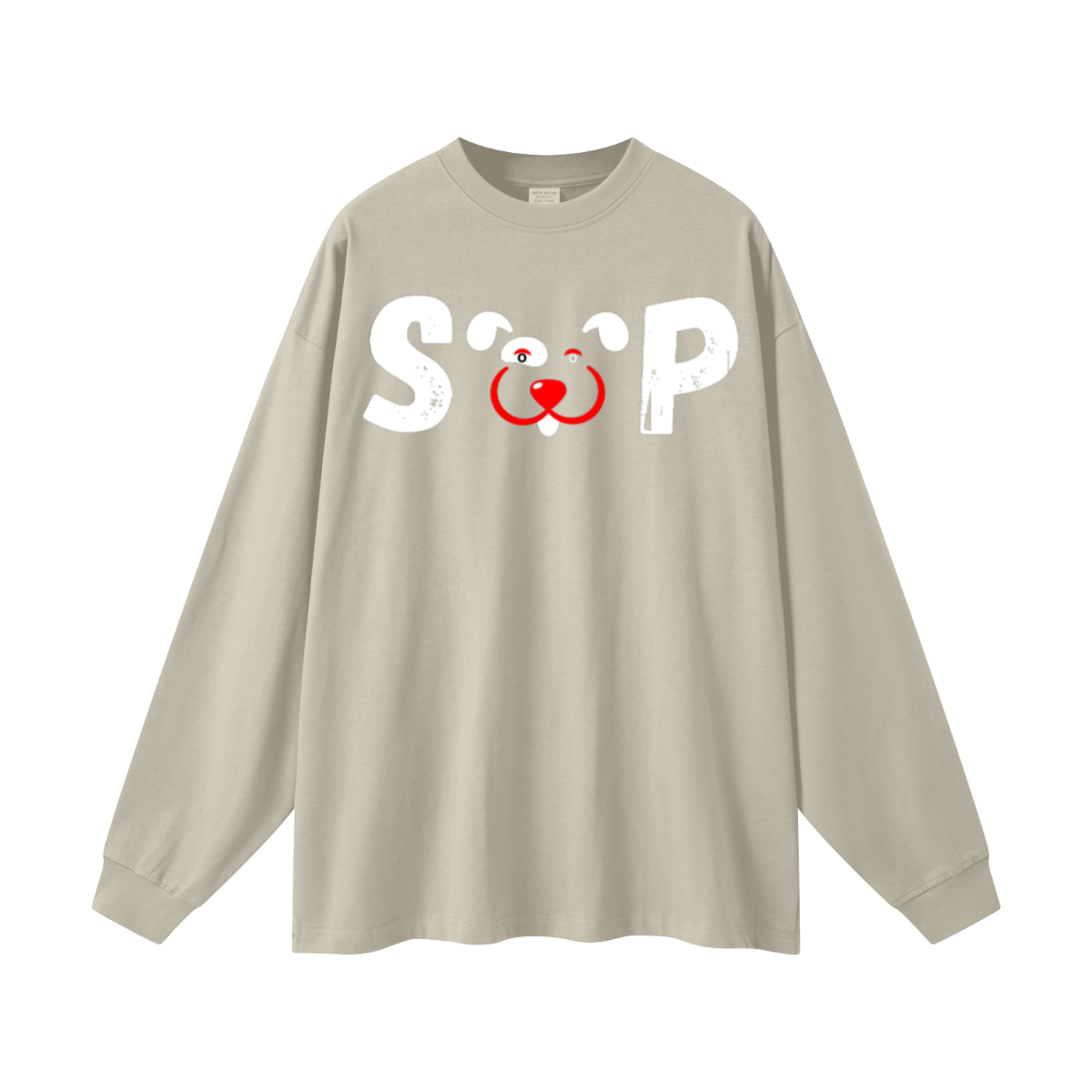 305GSM Unisex Premium Heavyweight Double-Yarn Plain Fabric Earth-Tone Basic Layering Long sleeve Sand