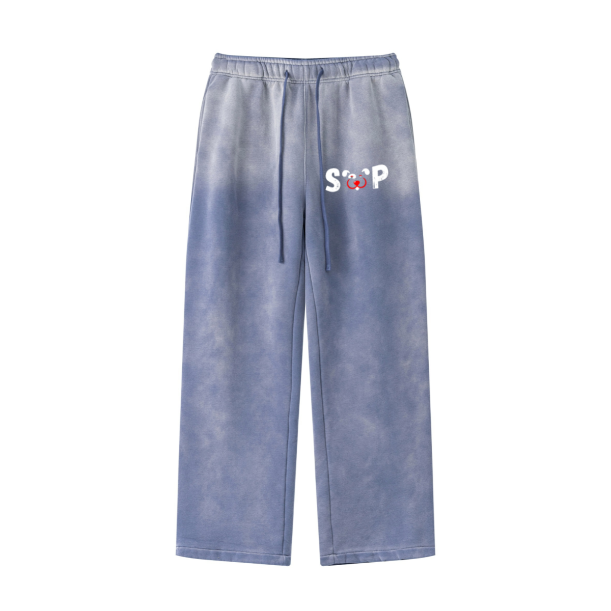 360GSM Men's Fleece-Lined PP Spray Straight-Fit Pants Blue