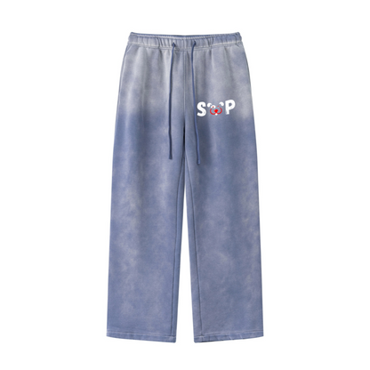 360GSM Men's Fleece-Lined PP Spray Straight-Fit Pants Blue
