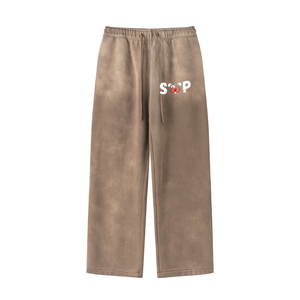 360GSM Men's Fleece-Lined PP Spray Straight-Fit Pants Dark Brown