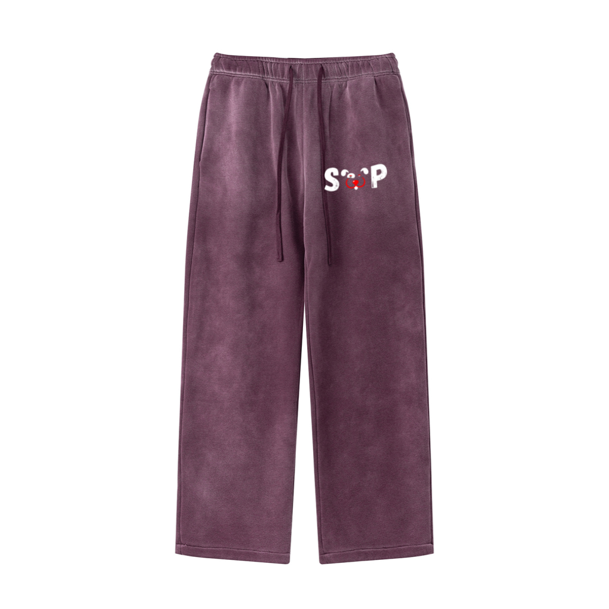 360GSM Men's Fleece-Lined PP Spray Straight-Fit Pants Plum Purple