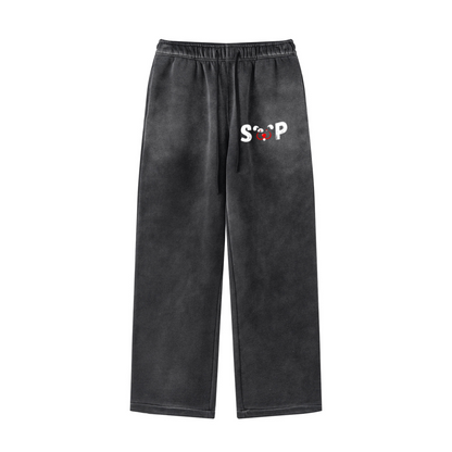 360GSM Men's Fleece-Lined PP Spray Straight-Fit Pants Black