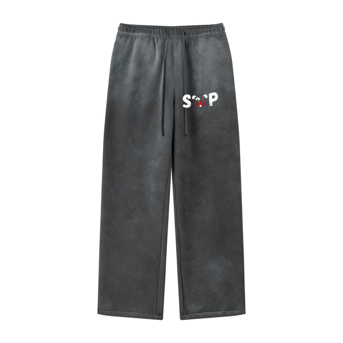 360GSM Men's Fleece-Lined PP Spray Straight-Fit Pants Dark Grey