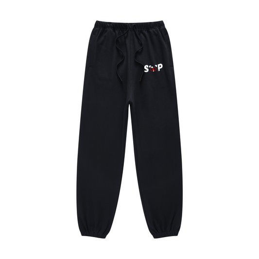440GSM Men’s Relaxed Fit Loopback Terry Jogger Pants Black