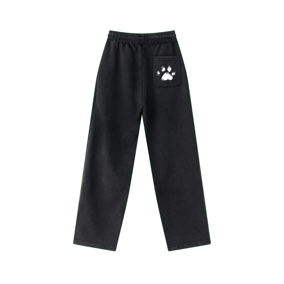 400GSM Men’s Raw-Edge Pigment-Wash Straight-Leg Pants Snow Wash Grey