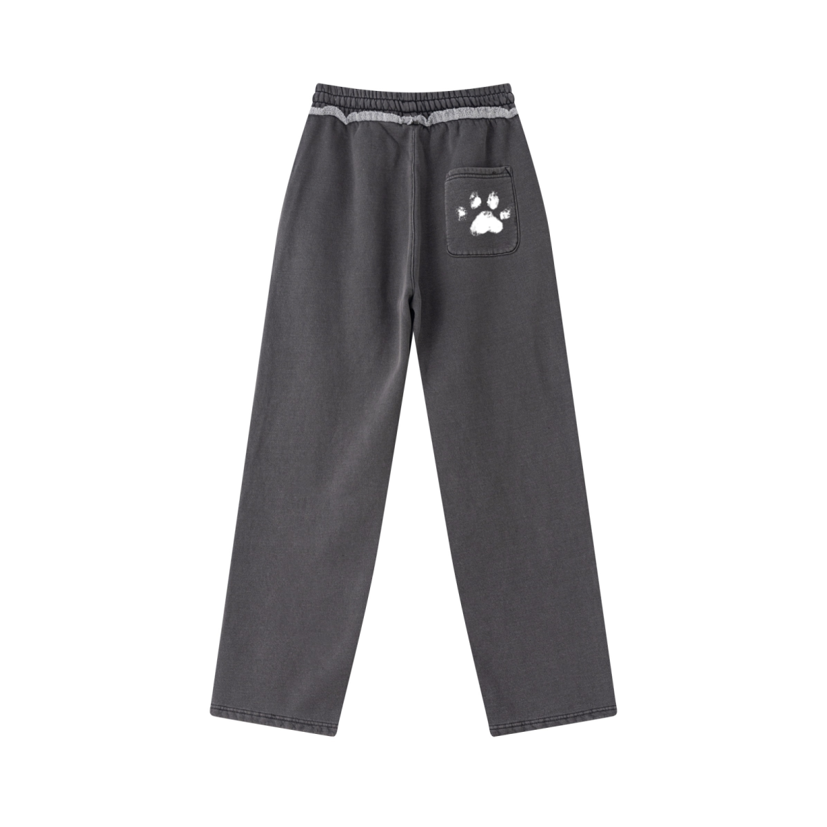 400GSM Men’s Raw-Edge Pigment-Wash Straight-Leg Pants Dark Grey