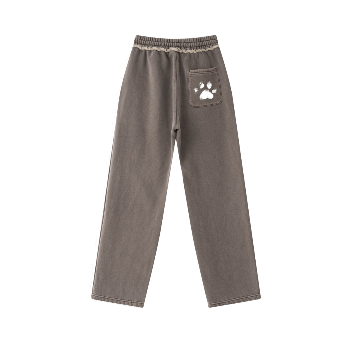 400GSM Men’s Raw-Edge Pigment-Wash Straight-Leg Pants Coffee Brown