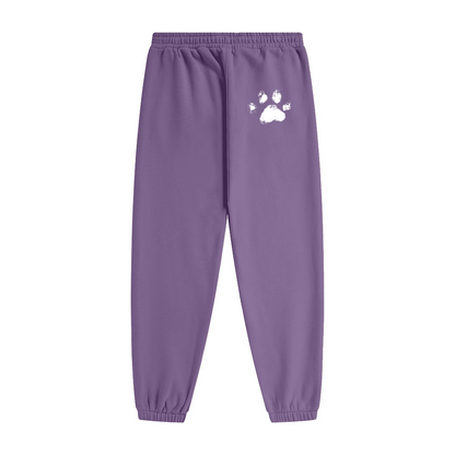 345GSM Unisex Fleece-Lined Clean Solid Drawstring Jogger Sweatpants Purple