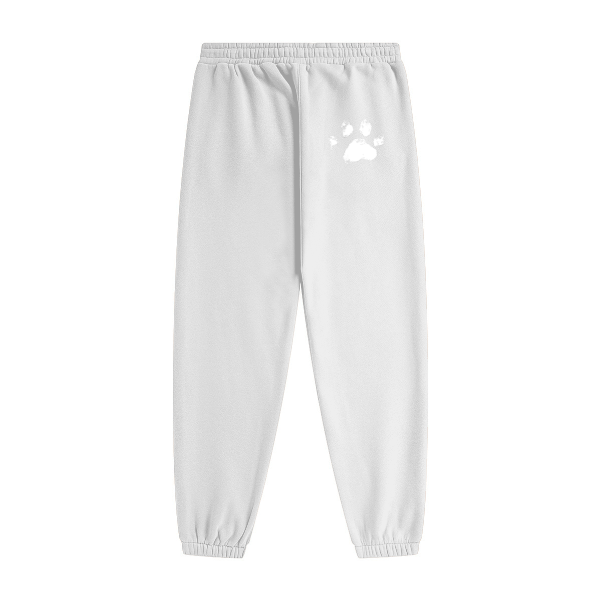345GSM Unisex Fleece-Lined Clean Solid Drawstring Jogger Sweatpants White