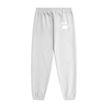 345GSM Unisex Fleece-Lined Clean Solid Drawstring Jogger Sweatpants White