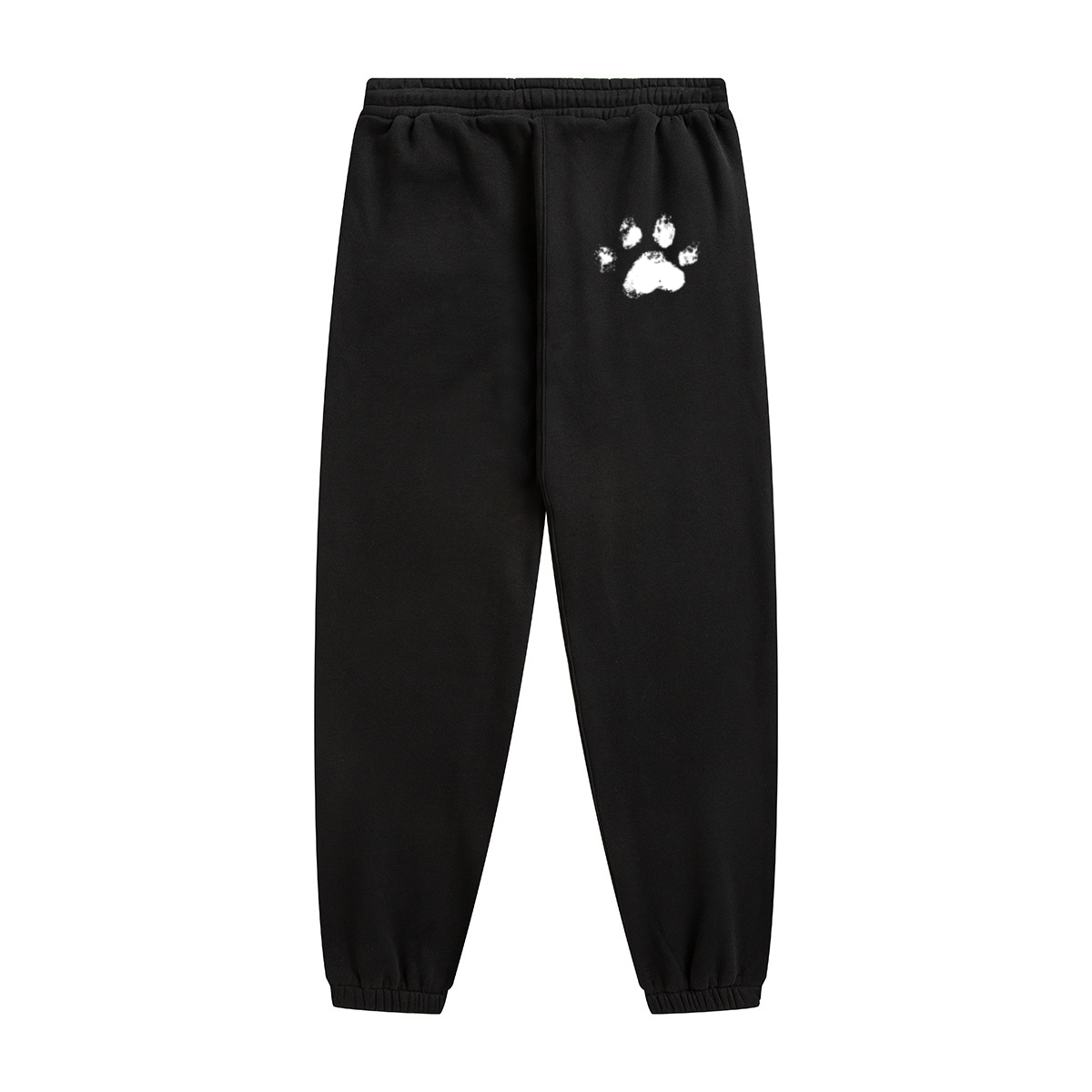 345GSM Unisex Fleece-Lined Clean Solid Drawstring Jogger Sweatpants Black