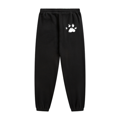 345GSM Unisex Fleece-Lined Clean Solid Drawstring Jogger Sweatpants Black