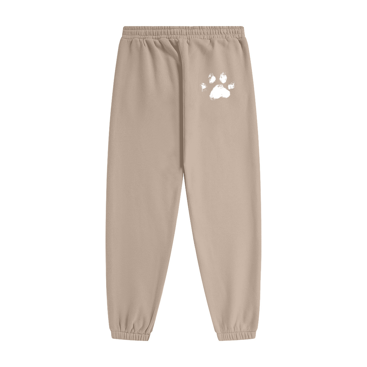 345GSM Unisex Fleece-Lined Clean Solid Drawstring Jogger Sweatpants Khaki