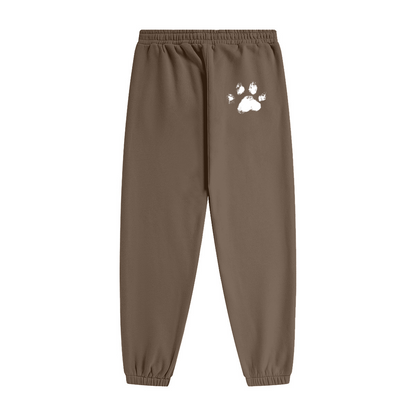 345GSM Unisex Fleece-Lined Clean Solid Drawstring Jogger Sweatpants Dark Brown