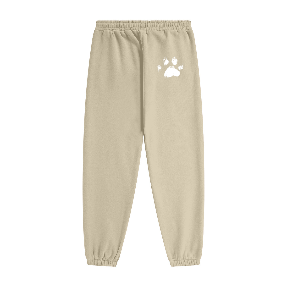 345GSM Unisex Fleece-Lined Clean Solid Drawstring Jogger Sweatpants Cream Apricot