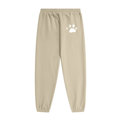 345GSM Unisex Fleece-Lined Clean Solid Drawstring Jogger Sweatpants Cream Apricot