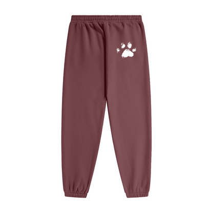 345GSM Unisex Fleece-Lined Clean Solid Drawstring Jogger Sweatpants Rust Red