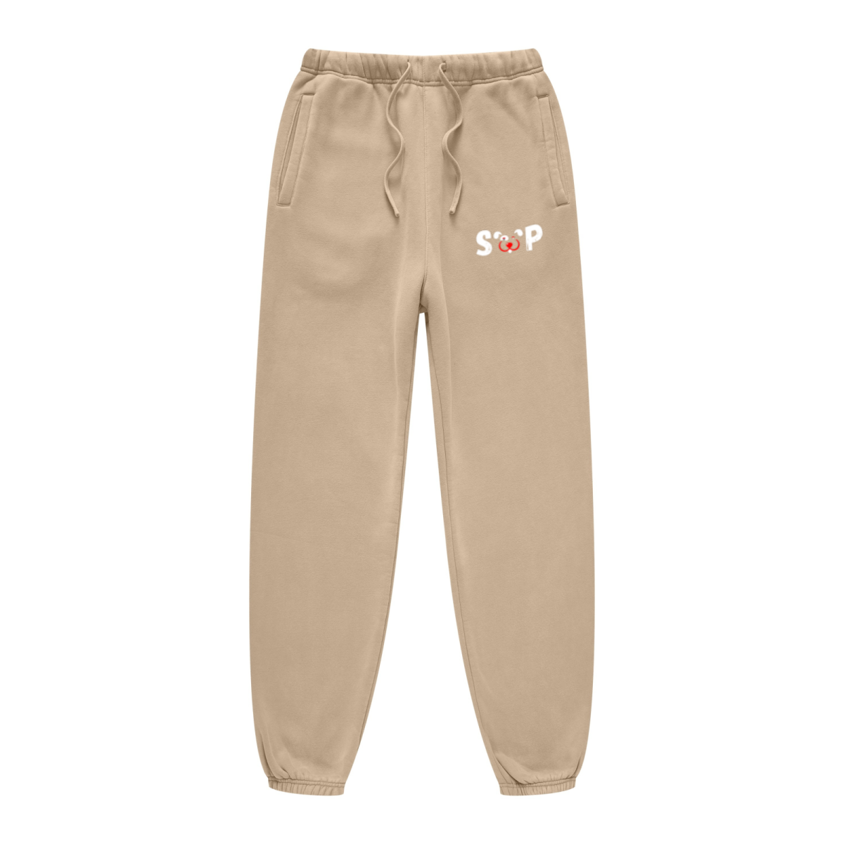 400GSM Unisex Heavyweight Snow-Wash Fleece Jogger Pants Khaki