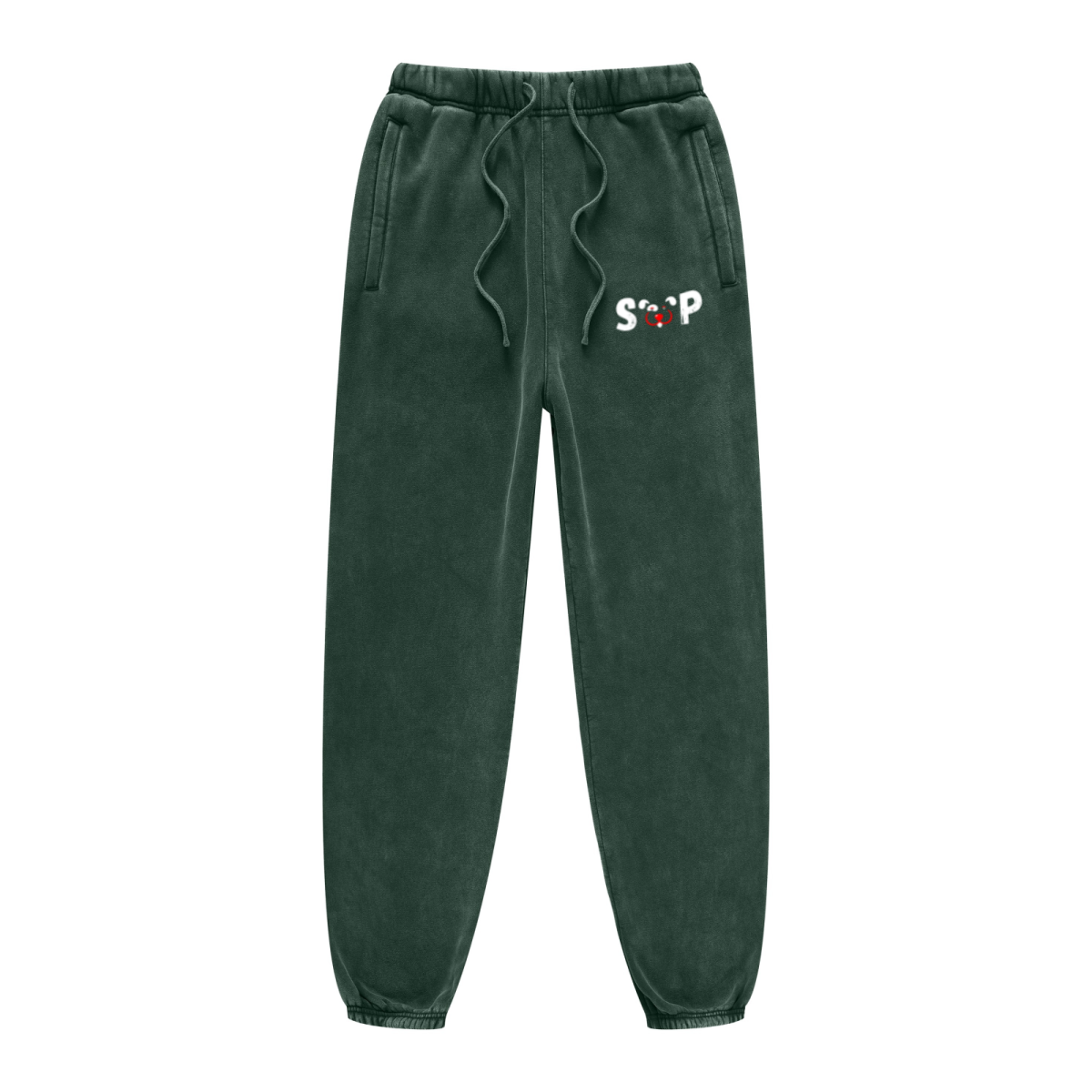 400GSM Unisex Heavyweight Snow-Wash Fleece Jogger Pants Emerald Green