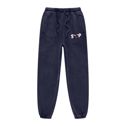 400GSM Unisex Heavyweight Snow-Wash Fleece Jogger Pants Royal Blue