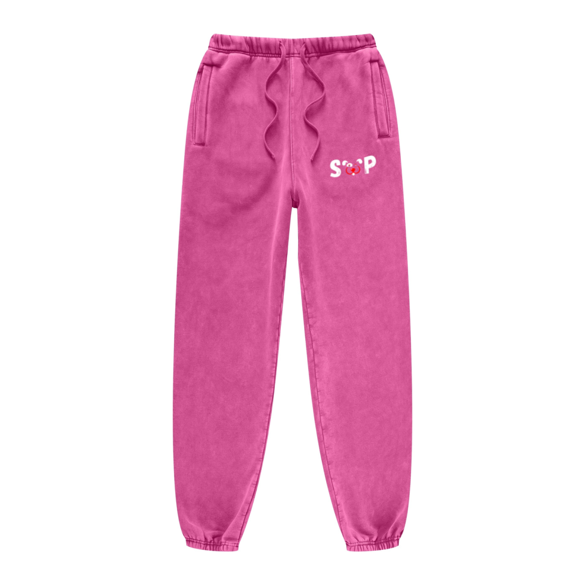 400GSM Unisex Heavyweight Snow-Wash Fleece Jogger Pants Rose Pink