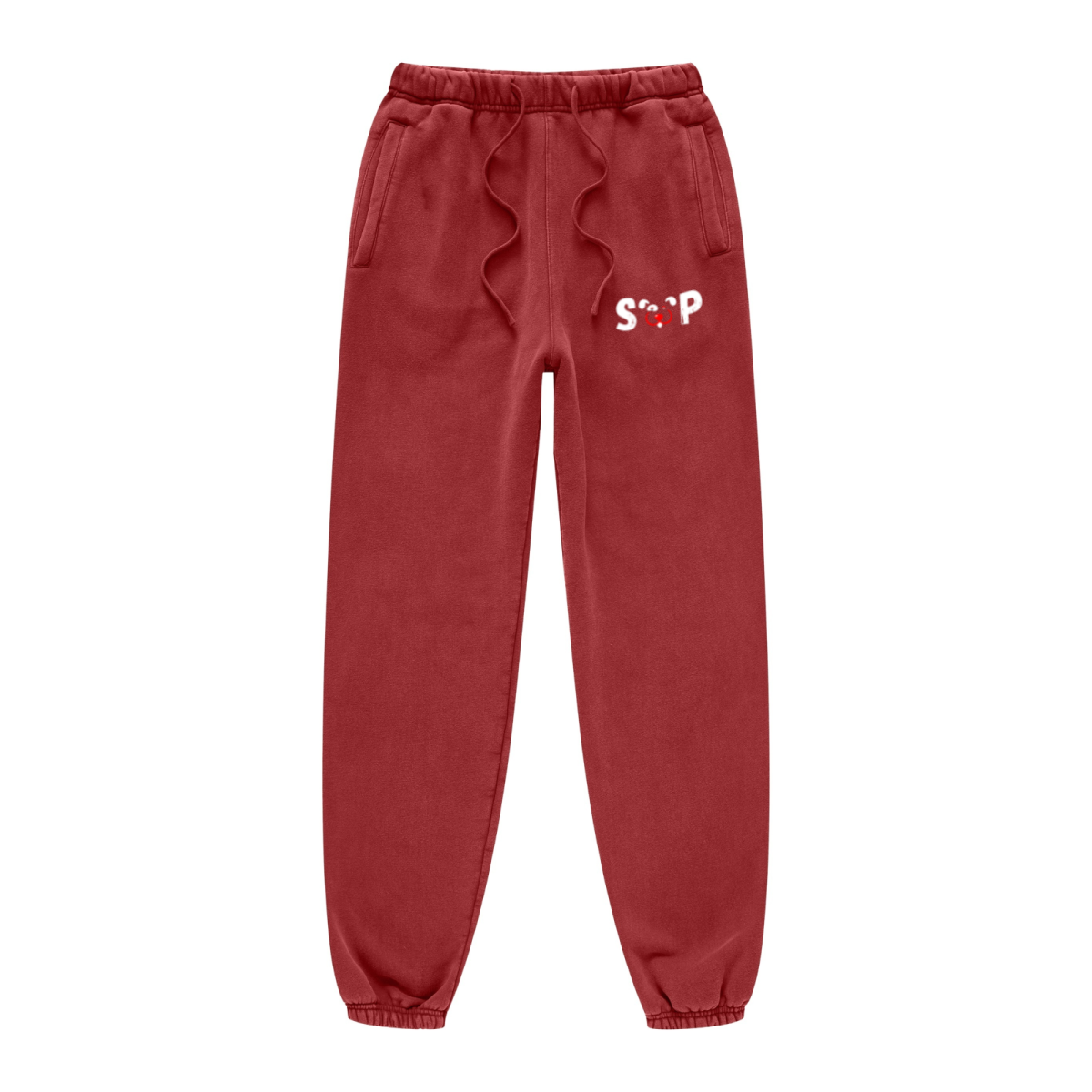 400GSM Unisex Heavyweight Snow-Wash Fleece Jogger Pants Red