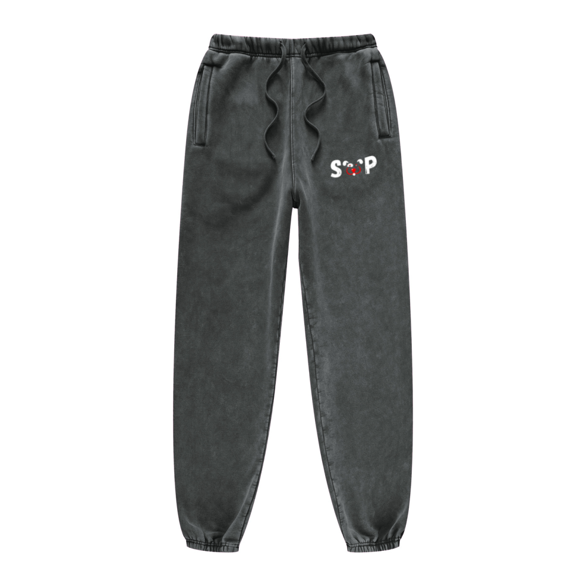 400GSM Unisex Heavyweight Snow-Wash Fleece Jogger Pants Dark Grey