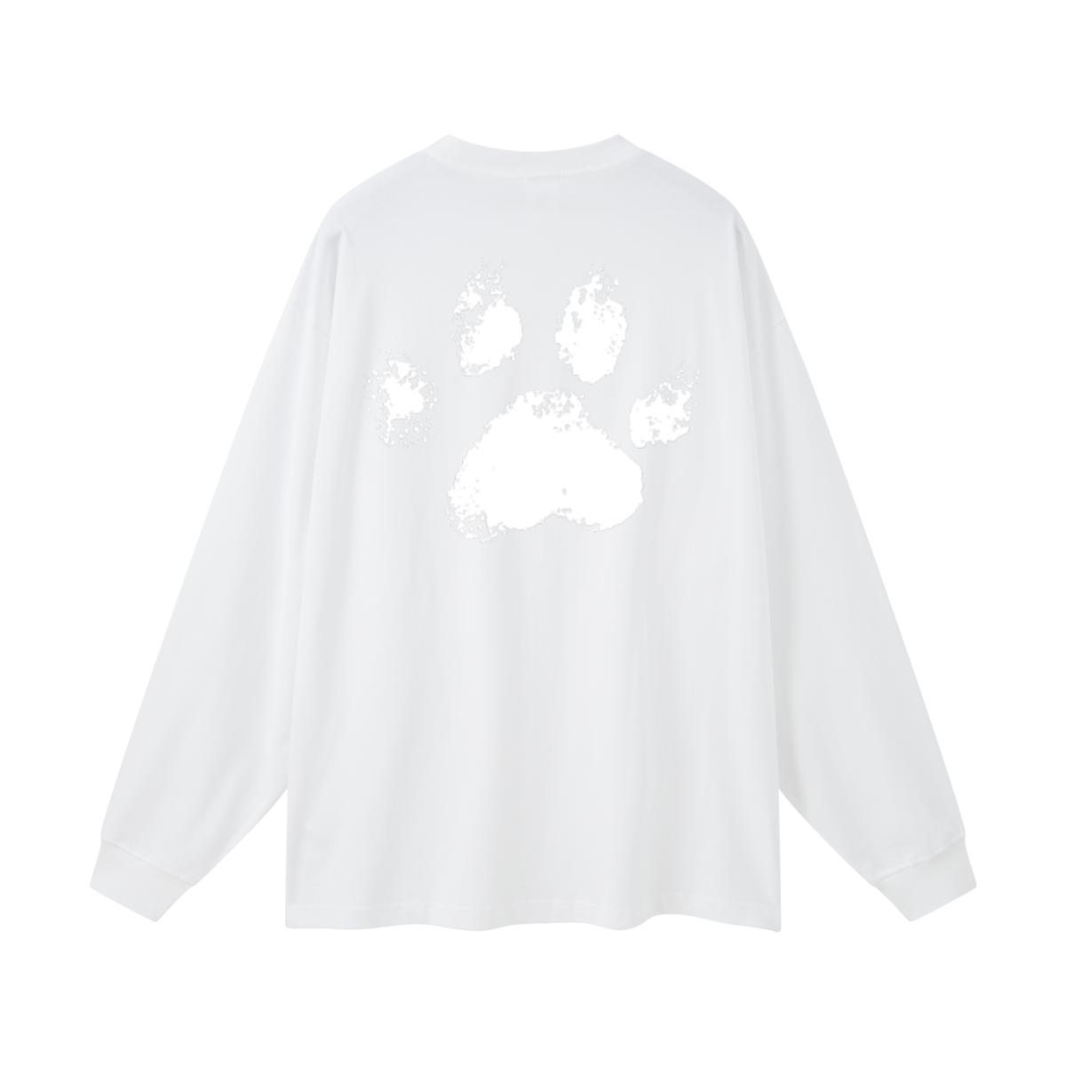 305GSM Unisex Premium Heavyweight Double-Yarn Plain Fabric Earth-Tone Basic Layering Long sleeve White
