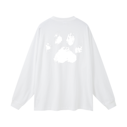 305GSM Unisex Premium Heavyweight Double-Yarn Plain Fabric Earth-Tone Basic Layering Long sleeve White