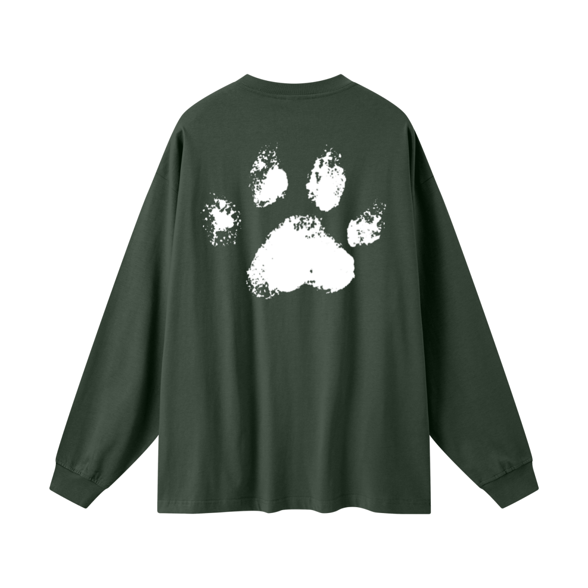 305GSM Unisex Premium Heavyweight Double-Yarn Plain Fabric Earth-Tone Basic Layering Long sleeve Dark Green
