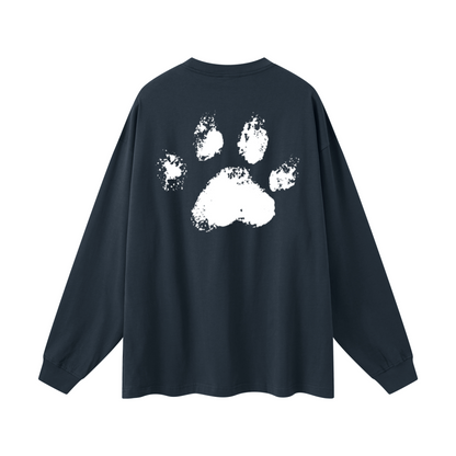 305GSM Unisex Premium Heavyweight Double-Yarn Plain Fabric Earth-Tone Basic Layering Long sleeve Navy Blue