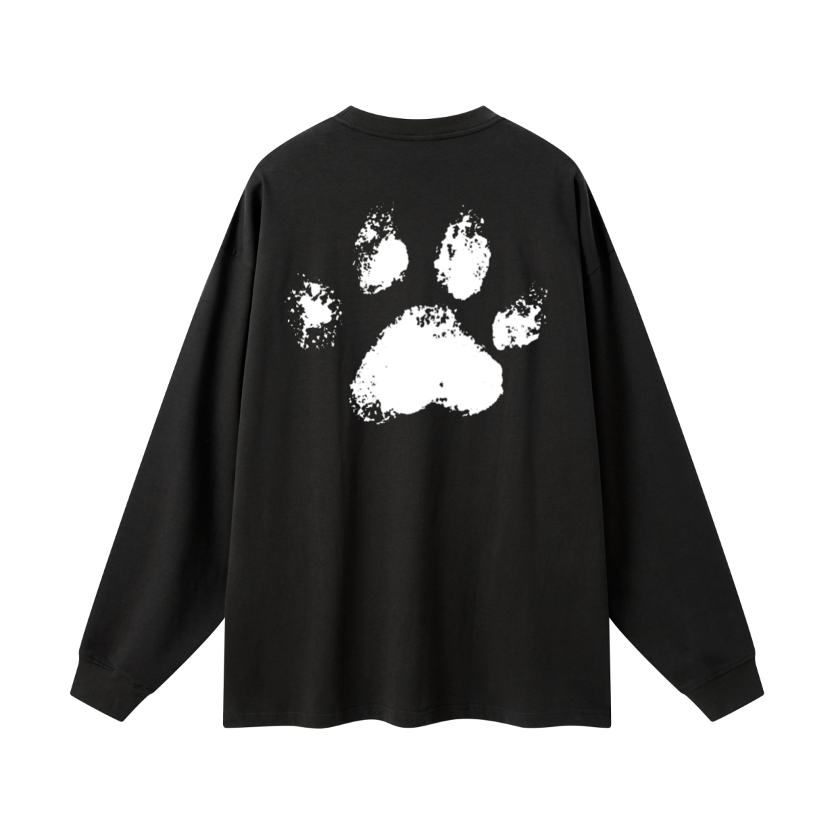 305GSM Unisex Premium Heavyweight Double-Yarn Plain Fabric Earth-Tone Basic Layering Long sleeve Black
