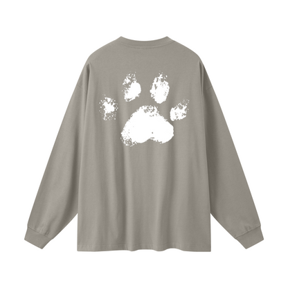 305GSM Unisex Premium Heavyweight Double-Yarn Plain Fabric Earth-Tone Basic Layering Long sleeve Grey Camel