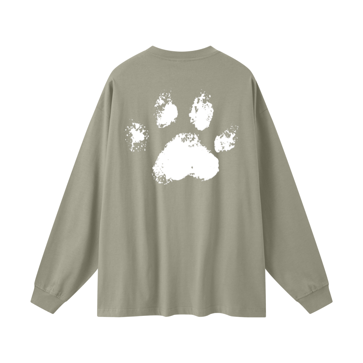 305GSM Unisex Premium Heavyweight Double-Yarn Plain Fabric Earth-Tone Basic Layering Long sleeve Grey Green