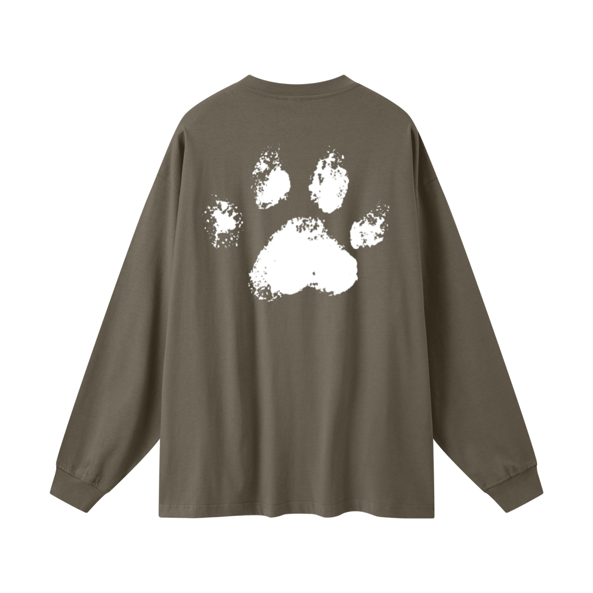 305GSM Unisex Premium Heavyweight Double-Yarn Plain Fabric Earth-Tone Basic Layering Long sleeve Brown