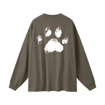 305GSM Unisex Premium Heavyweight Double-Yarn Plain Fabric Earth-Tone Basic Layering Long sleeve Brown