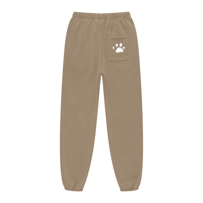 400GSM Unisex Heavyweight Snow-Wash Fleece Jogger Pants Khaki