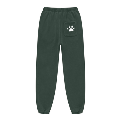 400GSM Unisex Heavyweight Snow-Wash Fleece Jogger Pants Emerald Green