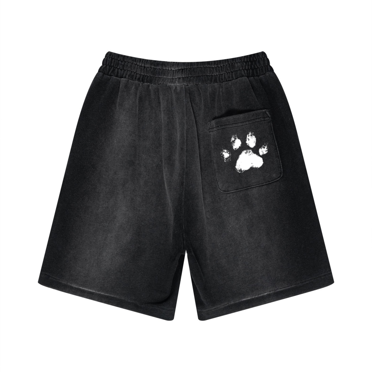 330GSM Unisex Heavyweight Distressed PP Spray Fade Shorts Vintage Black