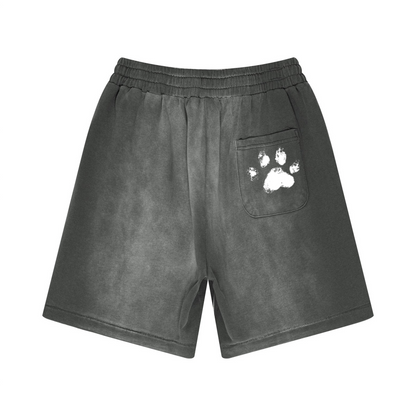 330GSM Unisex Heavyweight Distressed PP Spray Fade Shorts Vintage Dark Gray